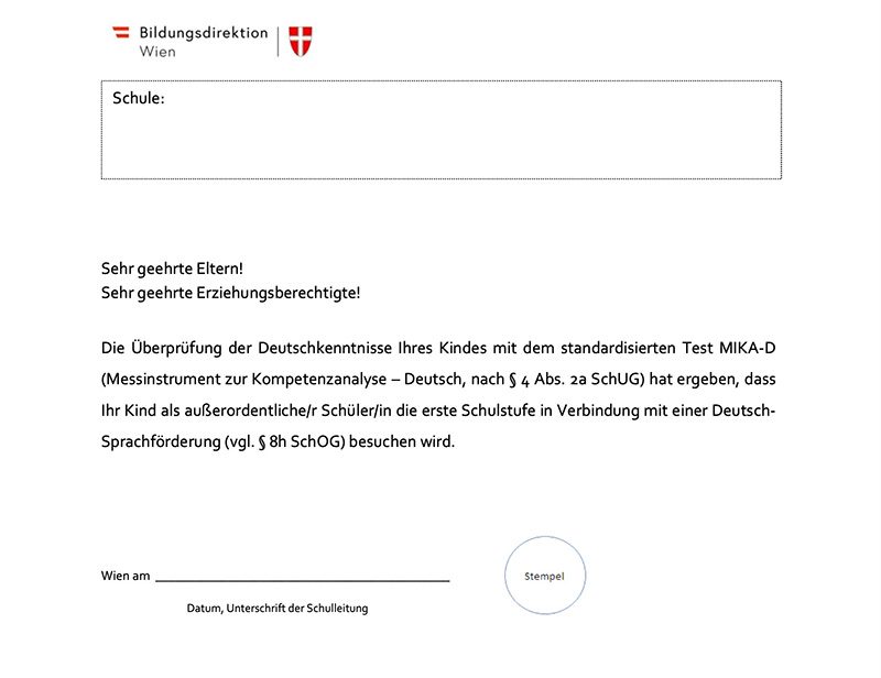 Informationsblatt der Bildungsdirektion